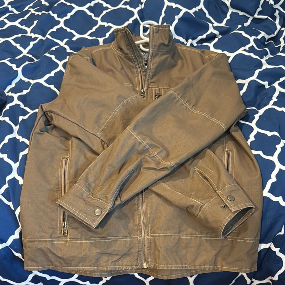 Kuhl Brown Military Field Jacket with Stand-Up Collar